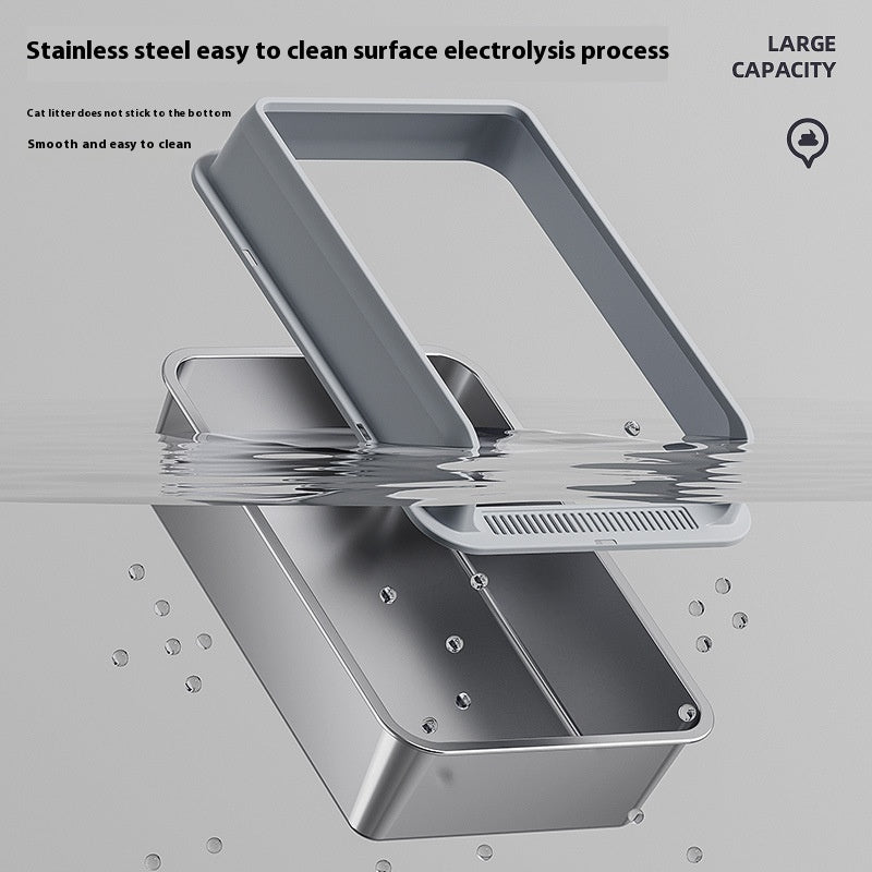 Premium Stainless Steel Cat Litter Box - Odor-Resistant & Easy-Clean with Matching Scoop