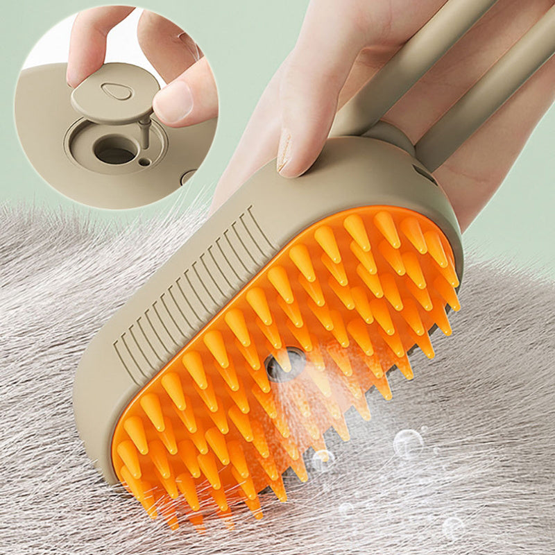 USB Rechargeable Steam Cat Grooming Brush - 3-in-1 Electric Deshedding & Massage Tool