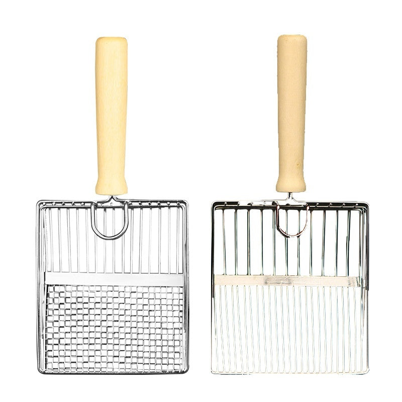 Premium Metal Cat Litter Scoop with Wooden Handle
