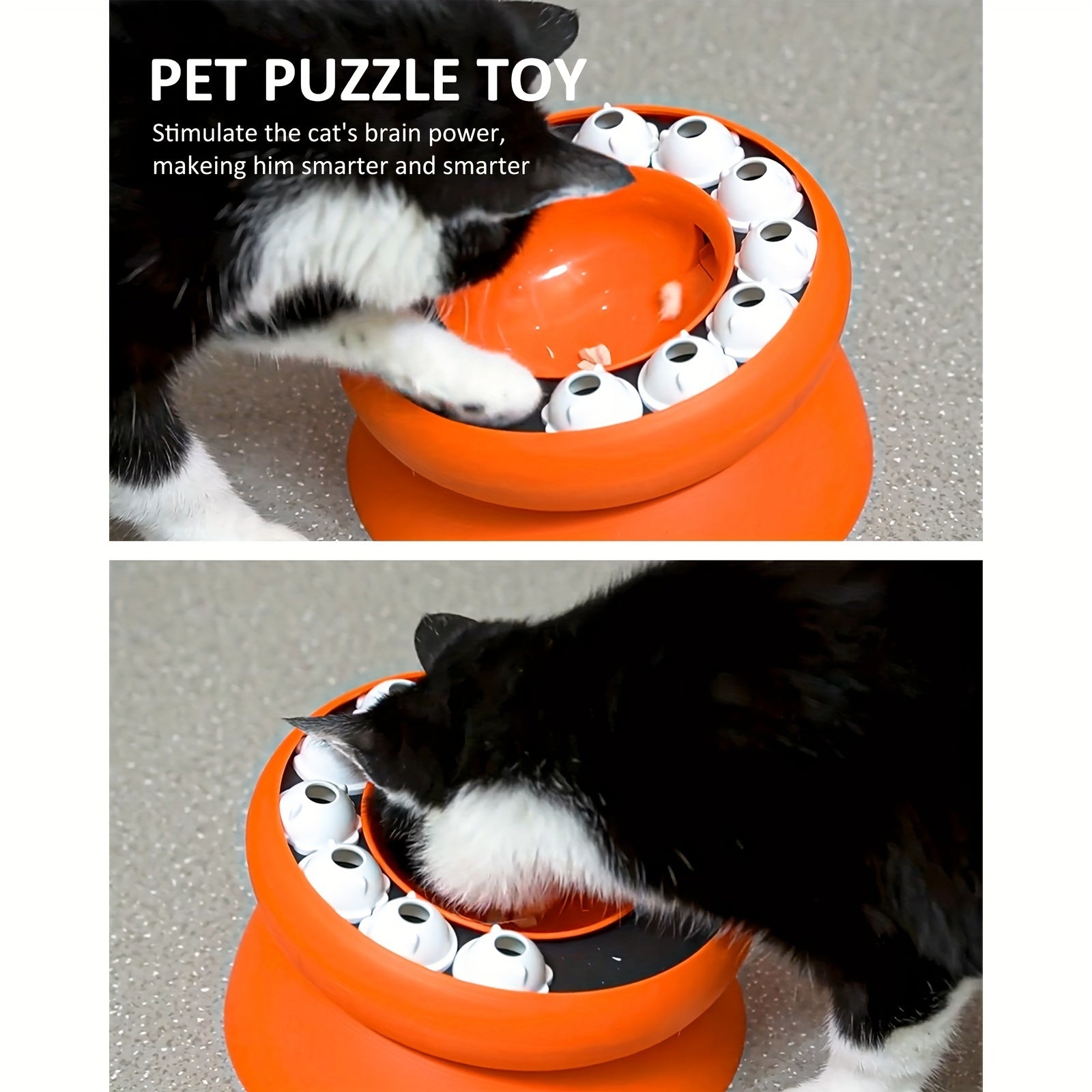 Anti-Tip Slow Feed Cat Bowl with Interactive Puzzle Design