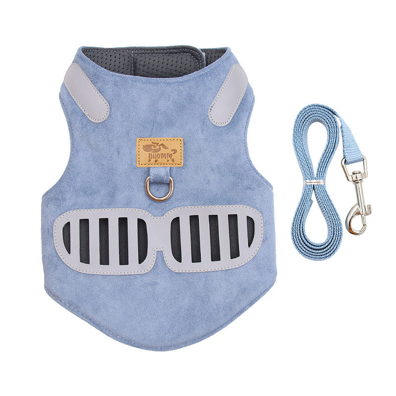 Soft Suede-Feel Cat Harness with Reflective Safety Design - Breathable Mesh Construction