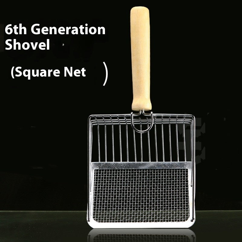 Premium Metal Cat Litter Scoop with Wooden Handle