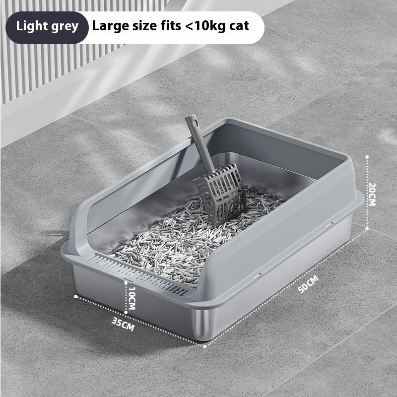 Premium Stainless Steel Cat Litter Box - Odor-Resistant & Easy-Clean with Matching Scoop
