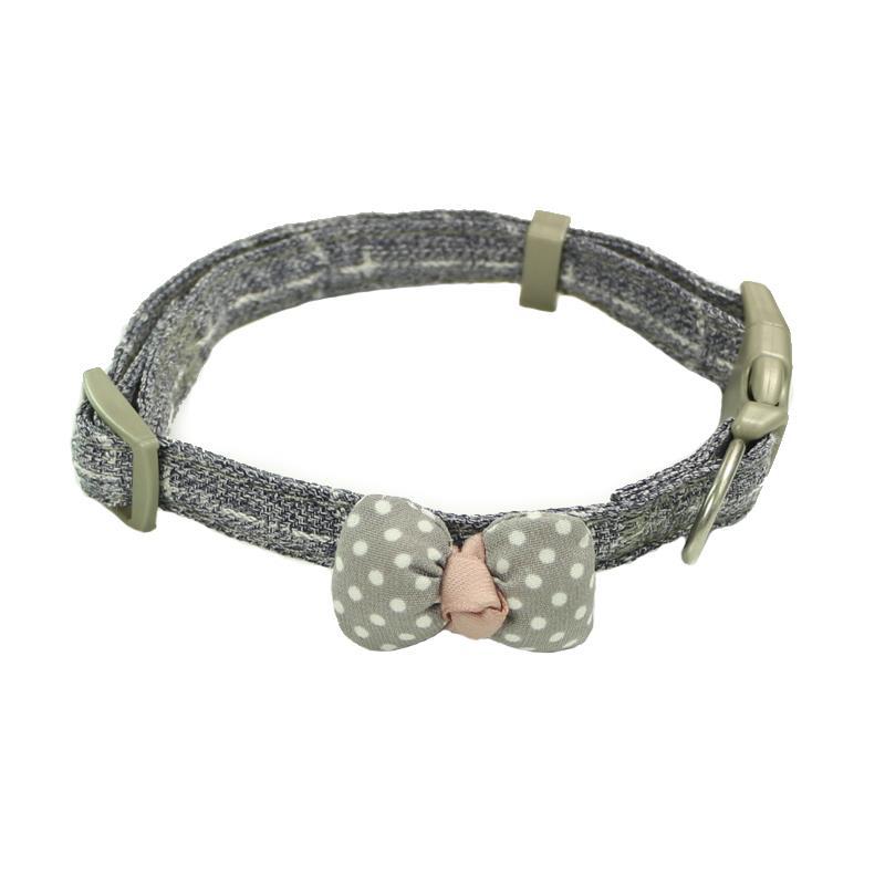 Adorable Polka Dot Bow Tie Cat Collar - Denim Style Adjustable Kitten Collar