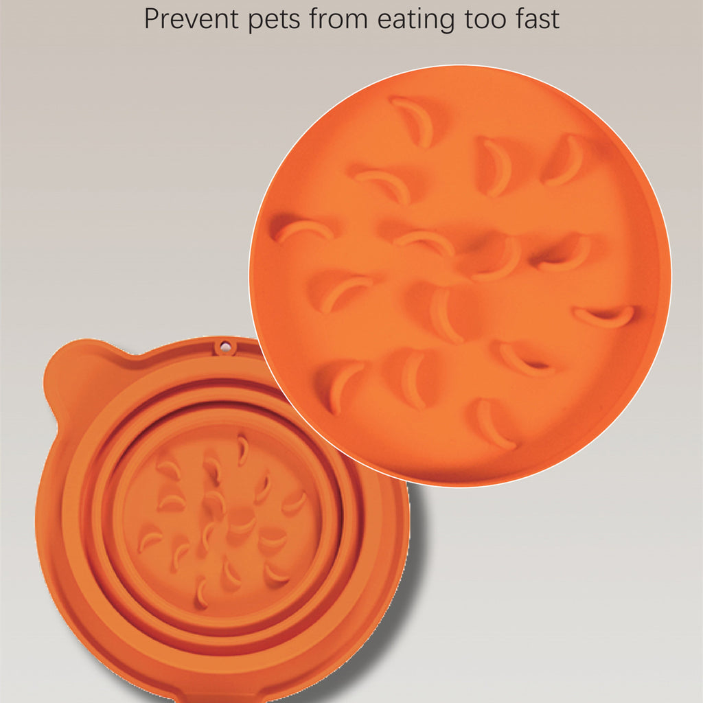 Collapsible Silicone Pet Bowl Set - Portable Travel Feeding & Water Bowls with Slow Feeder Design