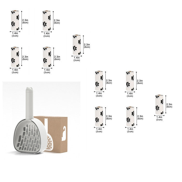 Smart Cat Litter Scoop with Hidden Bag Storage & Multi-Position Base - Wall Mount or Standing