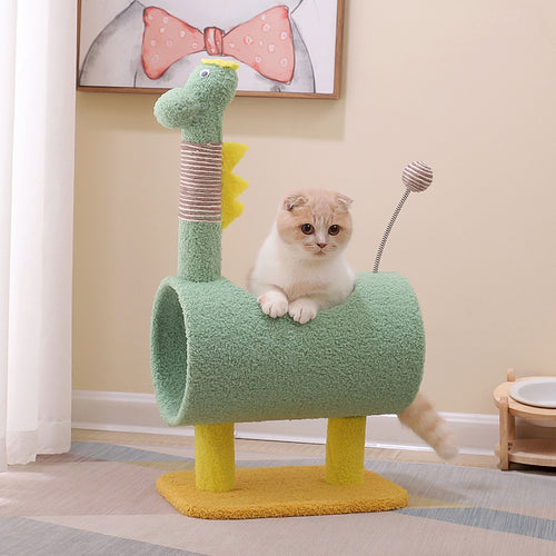 Adorable Animal-Themed Cat Climbing Tower with Scratching Post & Cozy Hideaway