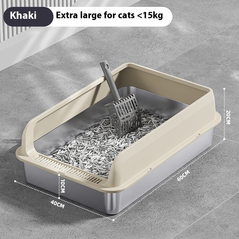 Premium Stainless Steel Cat Litter Box - Odor-Resistant & Easy-Clean with Matching Scoop