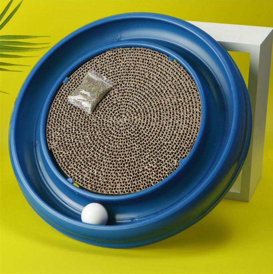 Interactive Cat Scratcher Bowl with Rolling Ball Toy - Circular Scratching Pad & Play Station