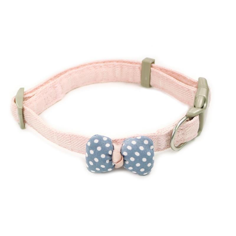 Adorable Polka Dot Bow Tie Cat Collar - Denim Style Adjustable Kitten Collar