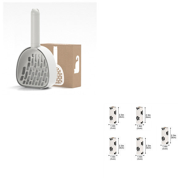 Smart Cat Litter Scoop with Hidden Bag Storage & Multi-Position Base - Wall Mount or Standing