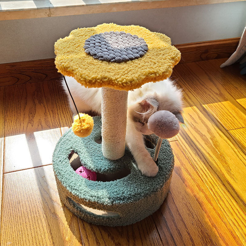 Interactive Cat Scratching Post - Flower Design with Multiple Play Features