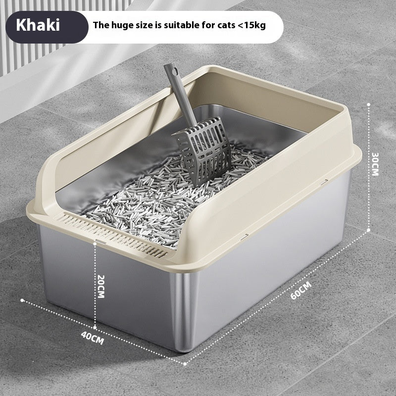Premium Stainless Steel Cat Litter Box - Odor-Resistant & Easy-Clean with Matching Scoop
