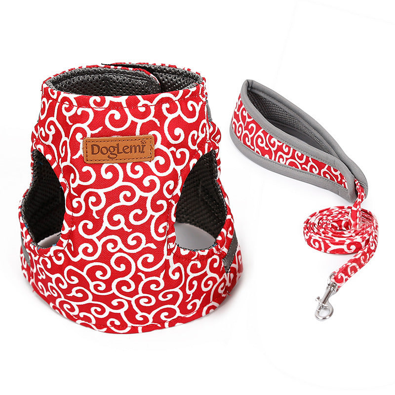 Japanese-Style Cat Vest Harness & Leash Set - Breathable Canvas with Ergonomic Design