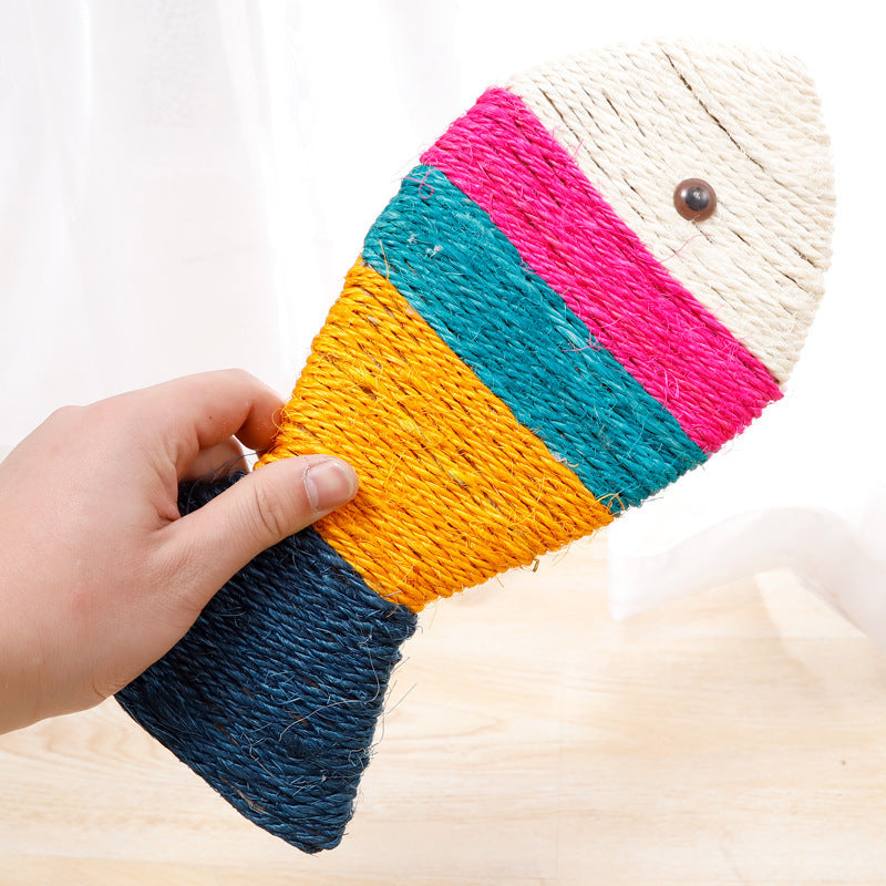 Colorful Fish-Shaped Sisal Scratching Pad - Natural Fiber Cat Scratcher & Play Toy