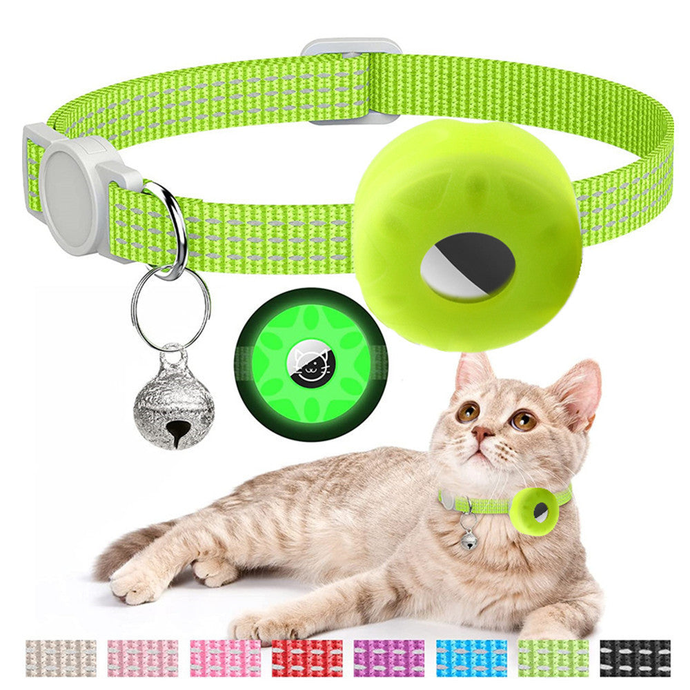 Reflective Cat Collar with AirTag Holder - Adjustable Safety Collar with Bell and Breakaway Buckle