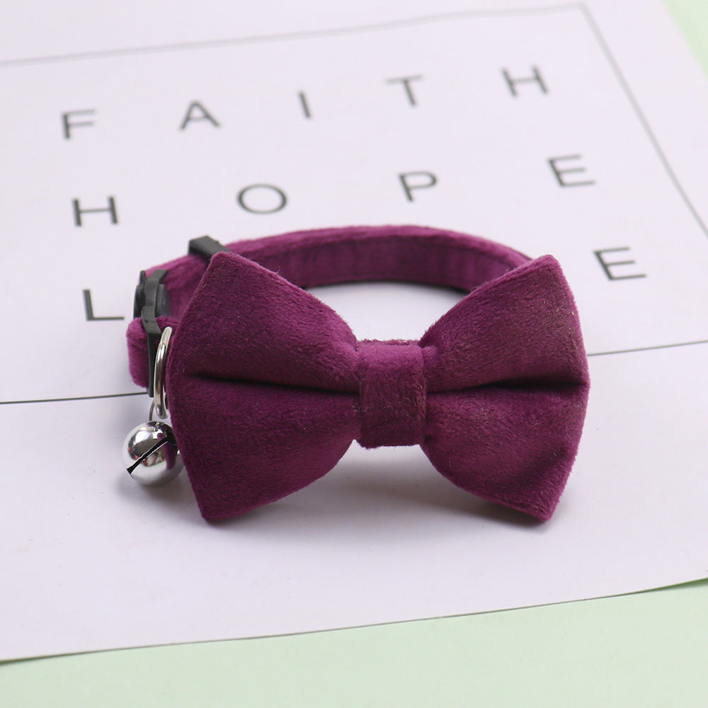Premium Suede Bow Tie Cat Collar with Bell - Adjustable Comfort & Style
