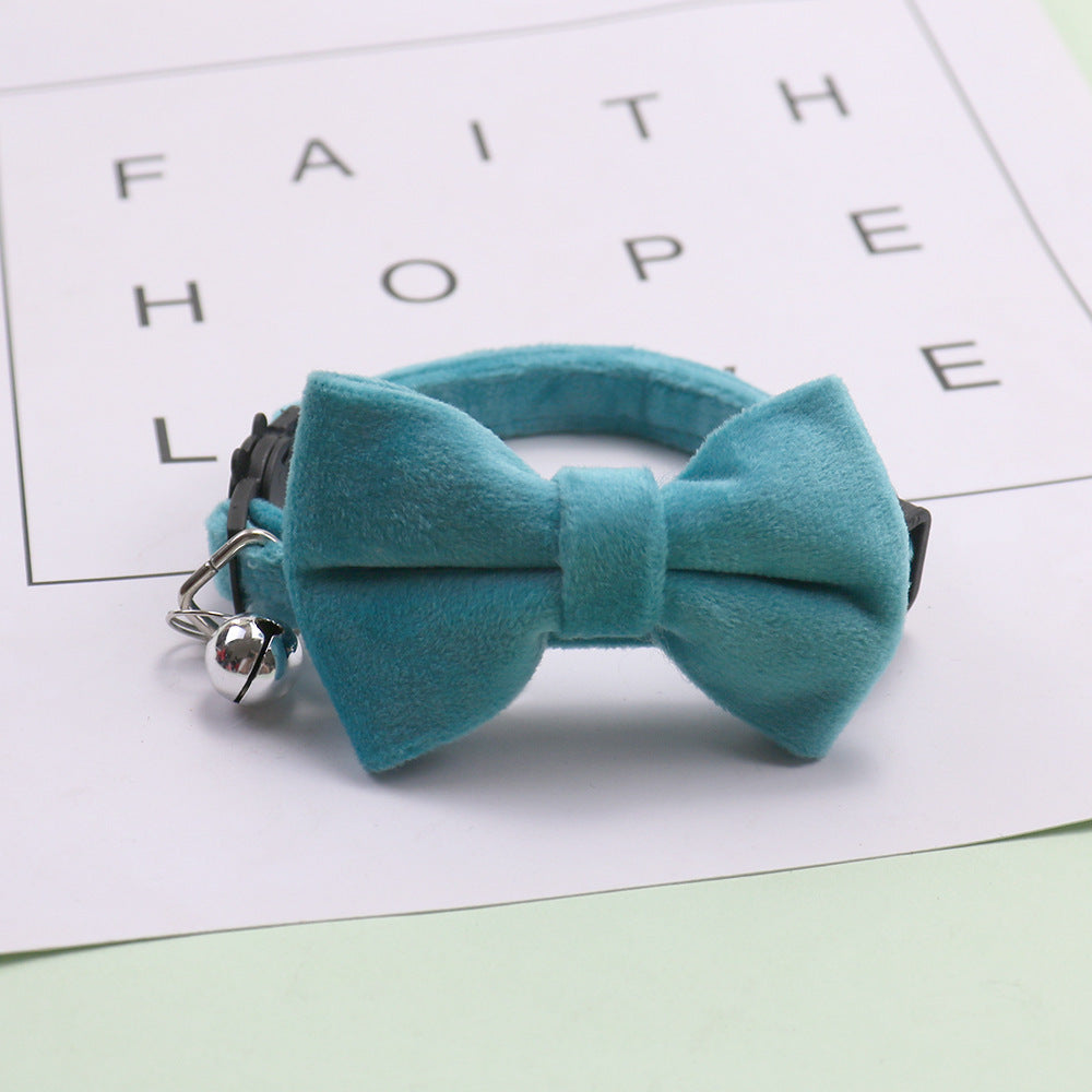 Premium Suede Bow Tie Cat Collar with Bell - Adjustable Comfort & Style