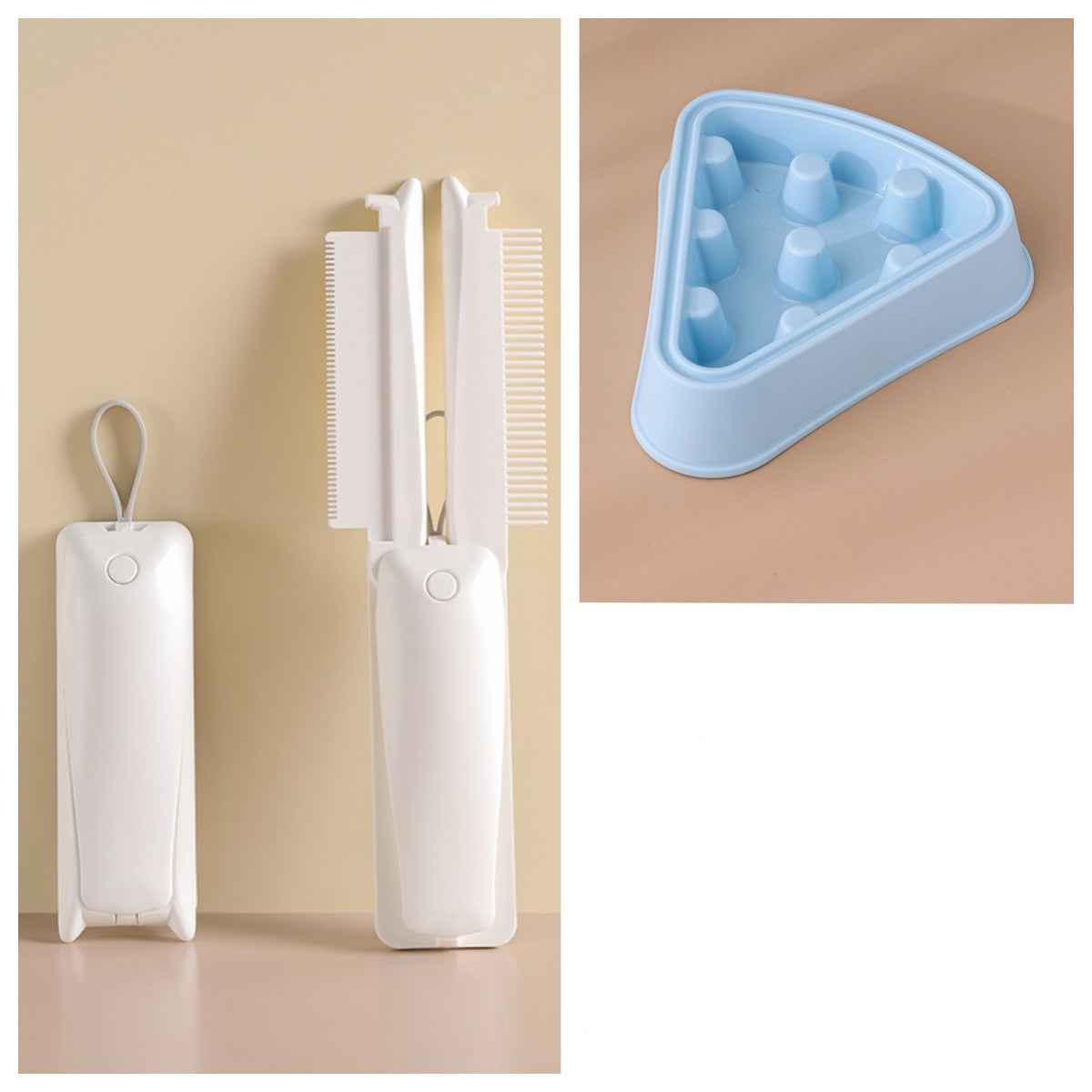 3-in-1 Portable Cat Grooming Kit - De-Shedding Brush, Dematting Comb & Lint Remover Set