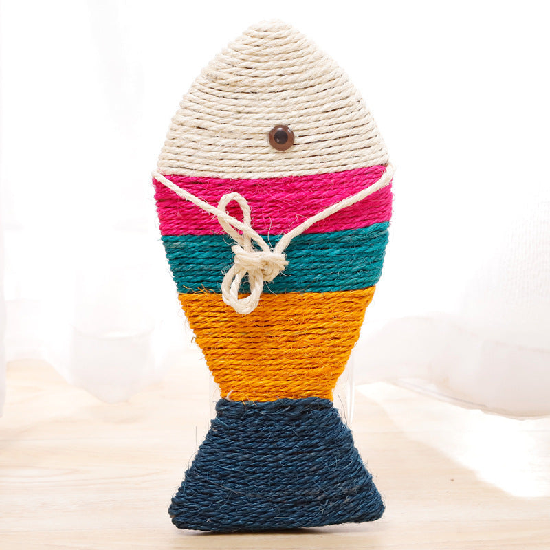 Colorful Fish-Shaped Sisal Scratching Pad - Natural Fiber Cat Scratcher & Play Toy