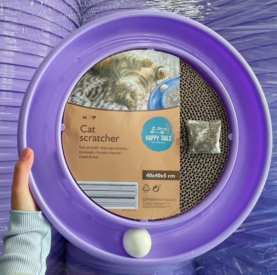 Interactive Cat Scratcher Bowl with Rolling Ball Toy - Circular Scratching Pad & Play Station