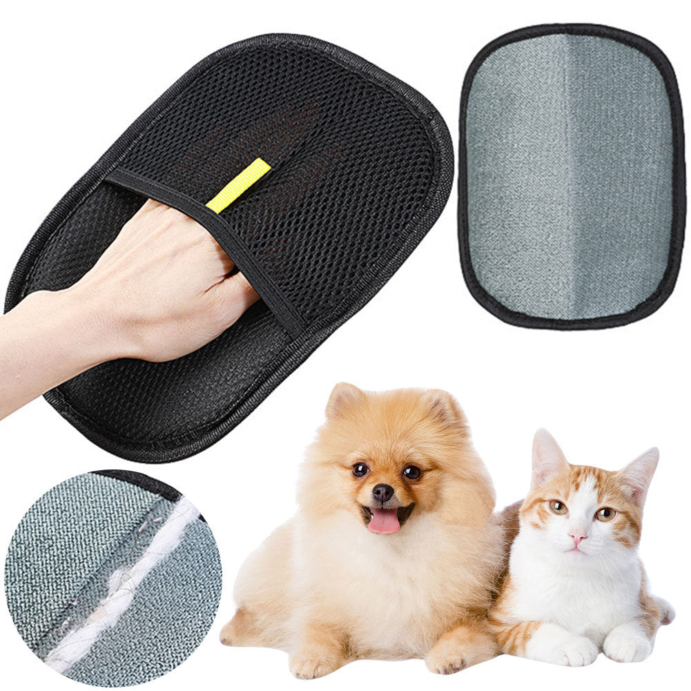 Electrostatic Pet Hair Remover Gloves - Dual-Sided Grooming Mitts for Dogs & Cats