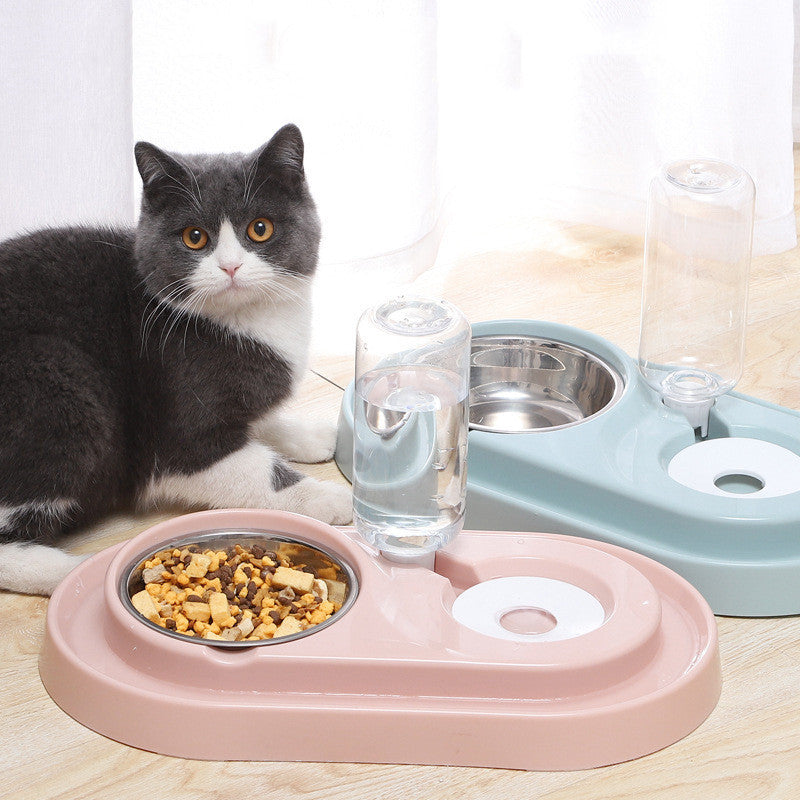 Premium Cat Feeding Station - Anti-Ant Food & Water Bowl Set with Automatic Water Dispenser