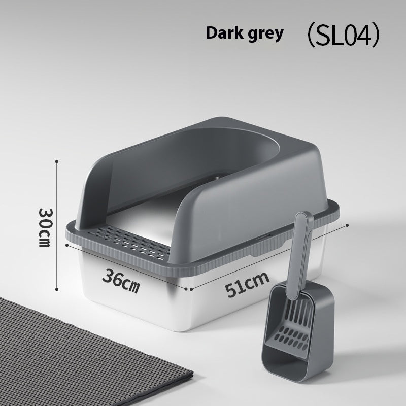 Premium Double-Layer Stainless Steel Cat Litter Box with Insulation Pad & Multi-Function Scoop