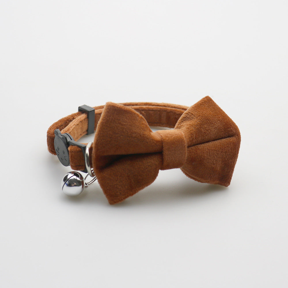 Premium Suede Bow Tie Cat Collar with Bell - Adjustable Comfort & Style
