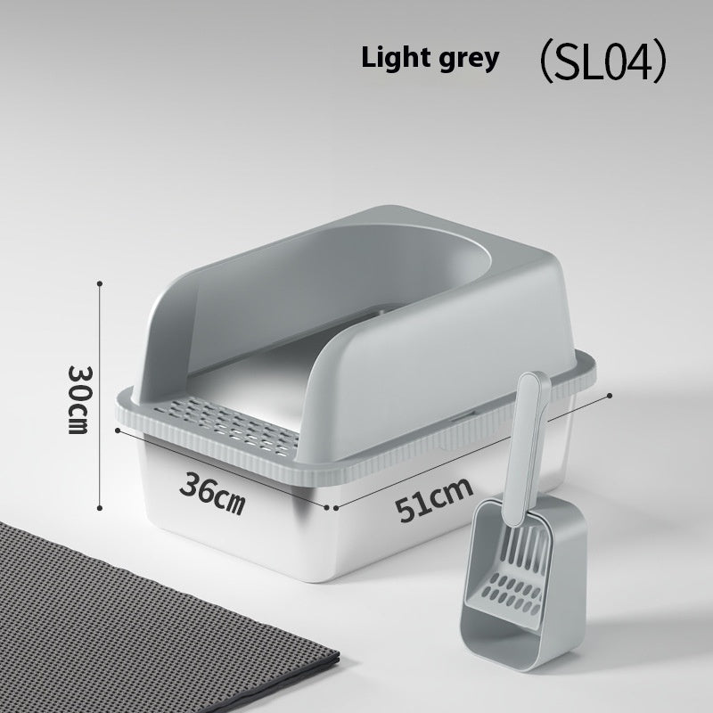 Premium Double-Layer Stainless Steel Cat Litter Box with Insulation Pad & Multi-Function Scoop
