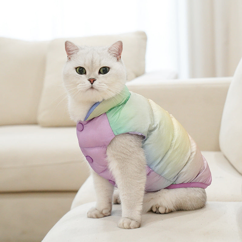 Vibrant Cat Winter Vest - Stylish Casual Wear for Active Felines