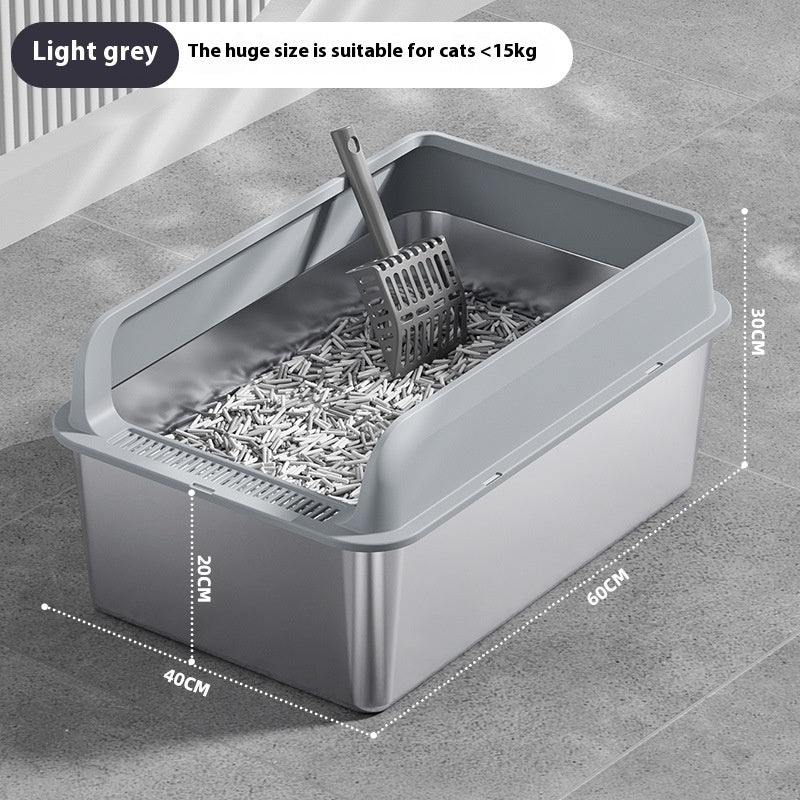 Premium Stainless Steel Cat Litter Box - Odor-Resistant & Easy-Clean with Matching Scoop