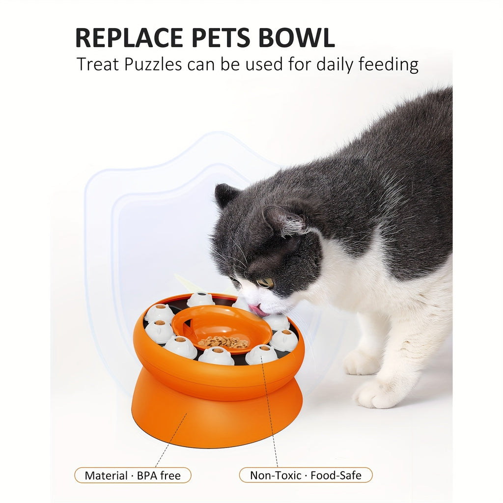 Anti-Tip Slow Feed Cat Bowl with Interactive Puzzle Design