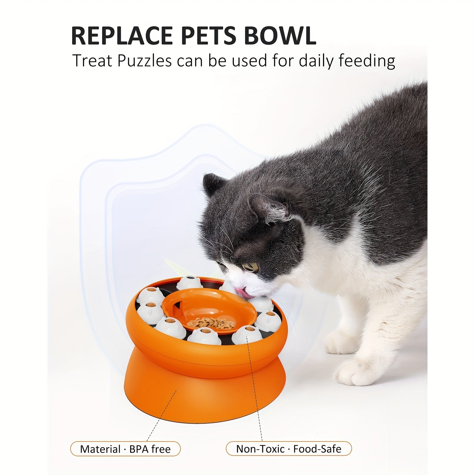 Anti-Tip Slow Feed Cat Bowl with Interactive Puzzle Design
