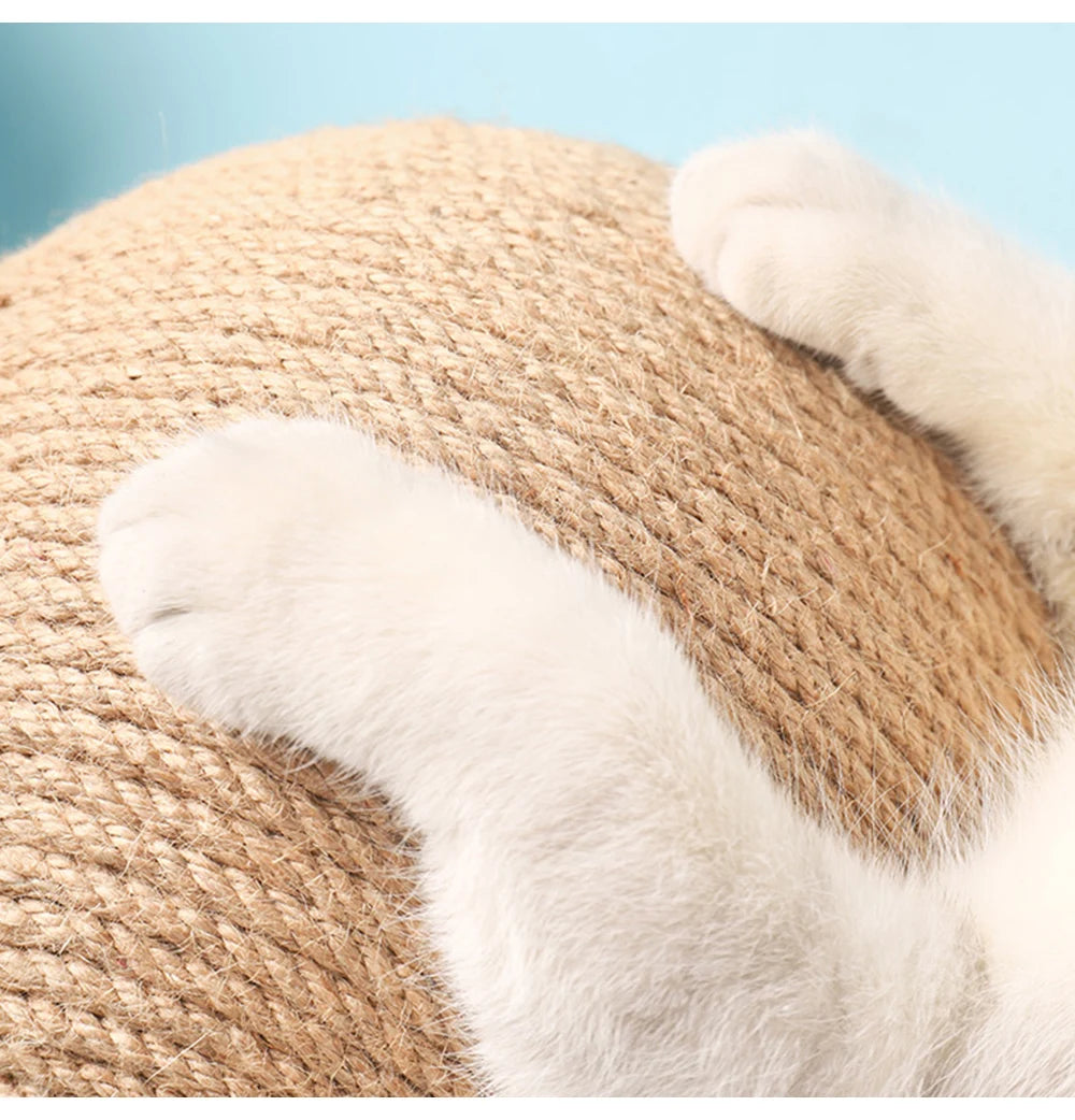 Natural Wood Cat Scratching Post with Sisal Ball - Modern Design Claw Sharpening Station