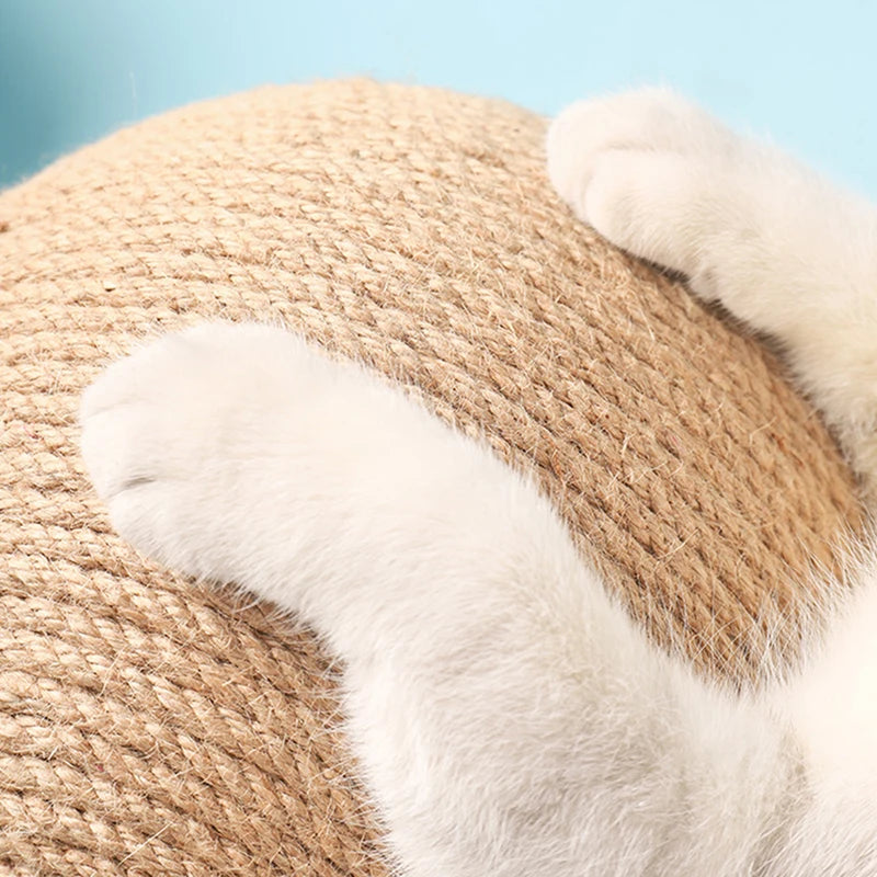 Natural Wood Cat Scratching Post with Sisal Ball - Modern Design Claw Sharpening Station