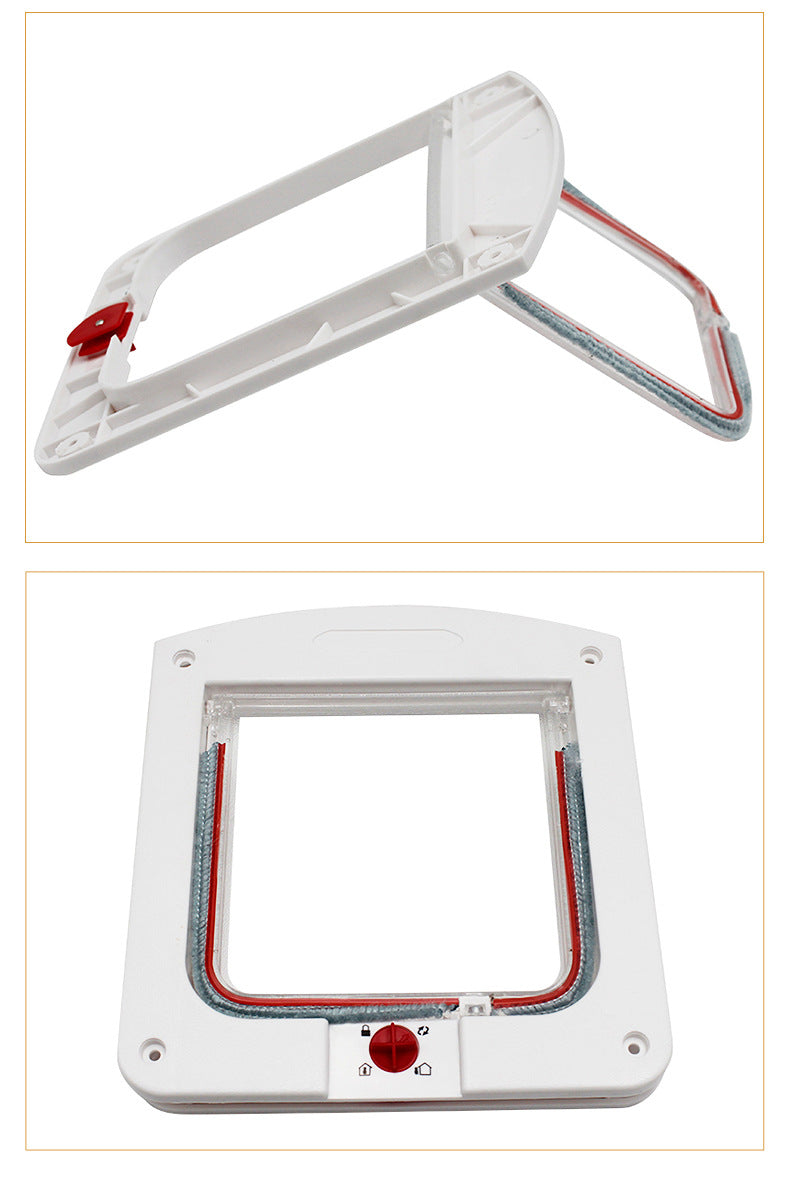 Cat Flap Door with 4-Way Lock - Small/Large Security Pet Door for Cats & Small Dogs