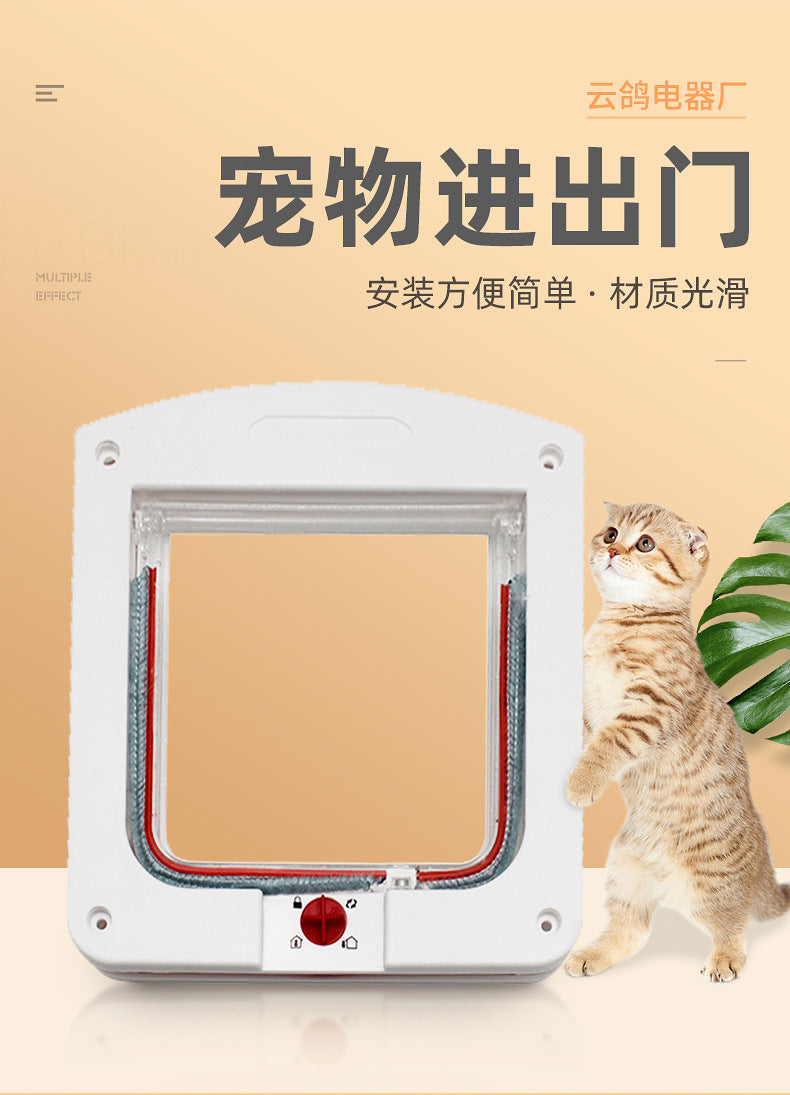 Cat Flap Door with 4-Way Lock - Small/Large Security Pet Door for Cats & Small Dogs
