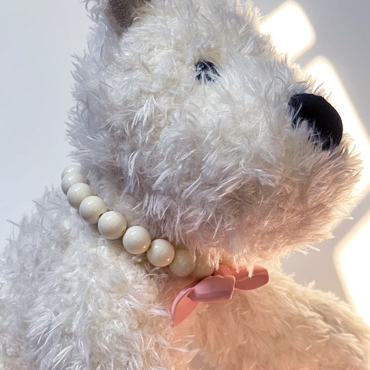 Luxe Princess Pearl Cat Collar with Pink Bow Charm - Royal Elegance Collection