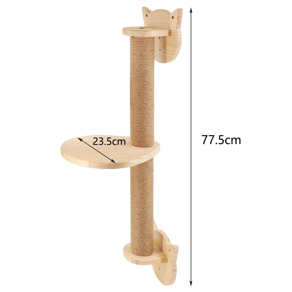 Modular Wall-Mounted Cat Climbing System - Wooden Cat Tree Shelves with Hammocks & Scratching Posts