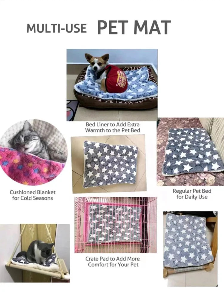 Thickened Flannel Cat Bed Mat - Soft Warm Sleeping Blanket for Cats & Kittens
