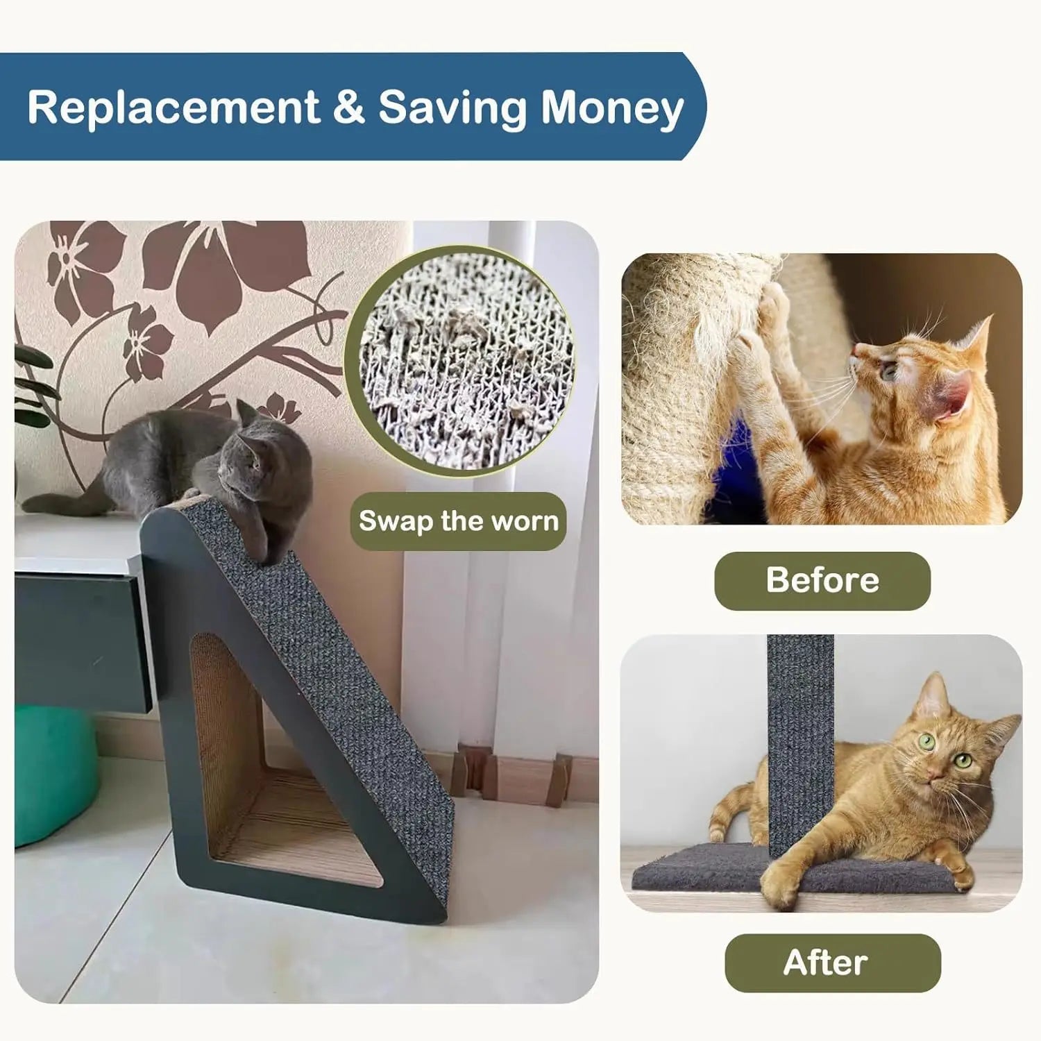 Self-Adhesive Cat Scratch Protection Mat - Trimmable Carpet Protector for Sofas and Furniture