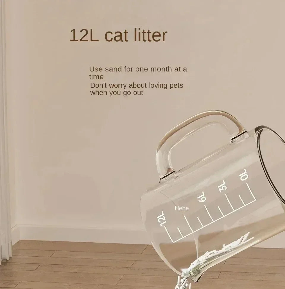 Semi-Enclosed Cat Litter Tray with High Splash Guards & Free Scoop - Easy Clean Open Top Design