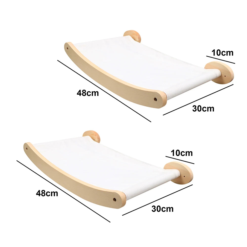 Premium Wooden Cat Wall Furniture Set - Multi-Level Climbing Shelves, Hammocks & Scratching Posts for Indoor Cats