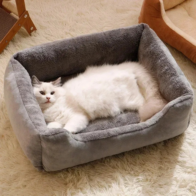 Luxury Plush Cat Bed - Soft Washable Pet Cushion for Cats & Small Dogs