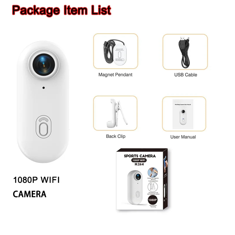 4K Ultra-Compact WiFi Action Camera - Thumb-Sized Wireless Recording Device for Pet Monitoring & Family Adventures