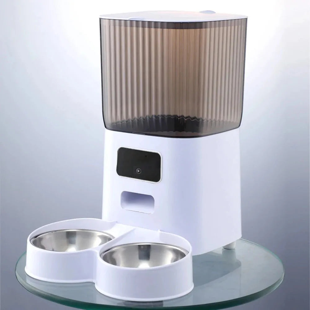 Smart Automatic Cat Feeder with HD Camera - 5L WiFi Pet Food Dispenser with Voice Recording & App Control