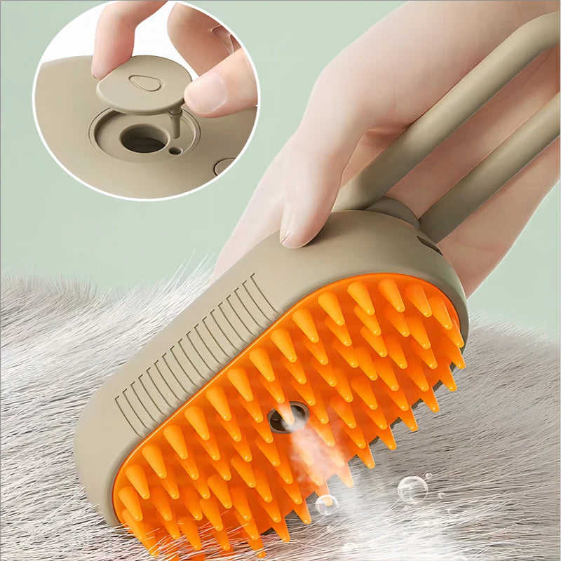 Steam Cat Brush (3-in-1 USB Rechargeable) - Electric Grooming Tool with Massage & Deshedding