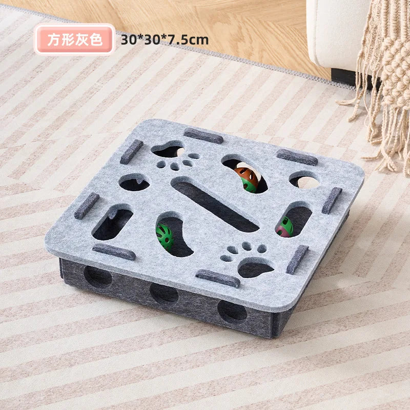 Interactive Cat Puzzle Toy - Multi-Level Hunting Game with Felt Surface & Multiple Play Modes