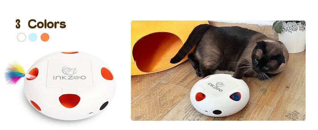 Interactive Whack-a-Mole Cat Toy - 7 Hole Automatic Feather Game for Indoor Cats
